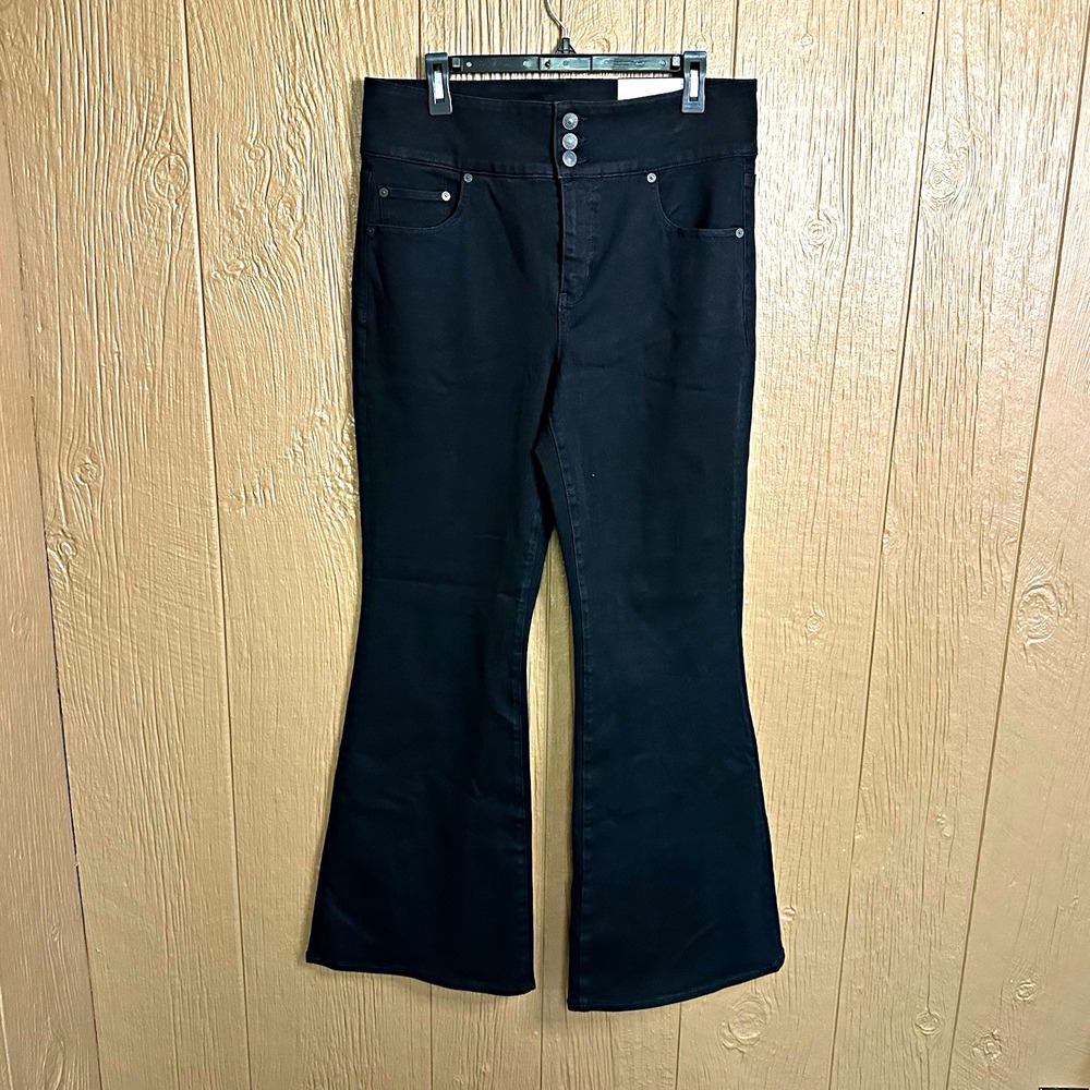 NWT American Eagle Dream Stretch Super High-Rise Flare Jeans Black Sz 16 Western